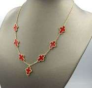 925 Sterling silver coral cross link necklace