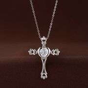 Beautiful Sterling silver Cross pendant with center dancing Moissanite