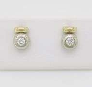 Bezel Set Diamond Two-Tone Stud Earrings