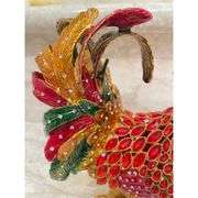 Ruby Red Faberge Rooster Jewelry Box with 24k Gold and Crystals