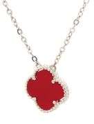 925 Sterling silver coral clover 12mm pendant on chain