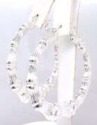 925 Sterling silver large bamboo style hoop earrings