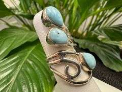Sterling Silver Gemstone Larimar Ring Size 6