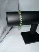 Gorgeous 18 Kt Yellow Gold Plated Simulated Emerald and Diamond Tennis Bracelet