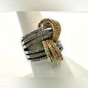 Sparkling 14 K White and Yellow Gold Plated Simulated Diamond Ring.