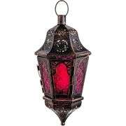 Hanging Lantern with Purple Glass Panels