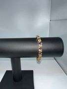 Beautiful 14 Kt Yellow Gold Plated Lab Simulated 16.5 Cttw Amethyst Diamond Tennis Bracelet