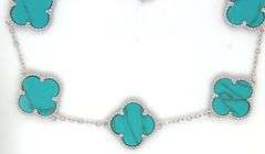 12mm 5 Clover turquoise link bracelet in 925 sterling silver