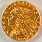 Lovely nearly Gem BU 1909-D $5 Indian Gold Piece. PCGS MS64