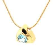 Pretty 14K YG Trillion Cut Aquamarine Pendant on Necklace