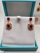 Magnificent pair of Ruby and diamond earring in Silver – EGL Certified