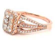 10kt Rose gold 1ctw diamond halo cluster square ring