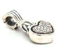 925 Sterling silver Lagos Pave diamond heart enhancer pendant