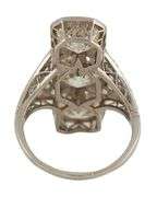Vintage 5.75ctw European Diamond Art Deco Three Stone Ring in Platinum and Palladium