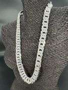 Sterling Silver 16mm Pave Double Curb Chain Cuban Link 925 Italy Necklace 24"