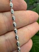 Italian 925 Sterling Silver 3mm Diamond Cut Rice Oval Bead Chain 24" Necklace Italy