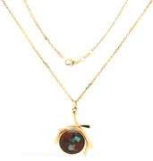 Stunning 14K YG Mexican Opal Pendant on Necklace