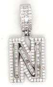 Initial N cubic zirconia pendant in 925 sterling silver