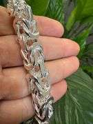 Sterling Silver Byzantine Square Link Chain 10mm 925 Italy Heavy Necklace 24"