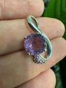Sterling Silver 925 Natural Amethyst Gemsone Pendant