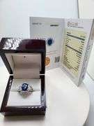 Very fine Natural Sapphire 3.48 ctw with diamond accent set in silver ring, EGL certified
