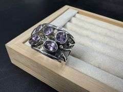 Sterling Silver Amethyst Gemstone Ring Size 10