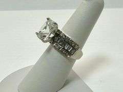 14 Kt White Gold Plated 7 Ct Princess Cut Simulated Diamond Ring