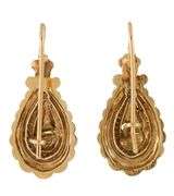 Vintage Victorian Opal and Seed Pearl Etruscan Earrings in 14K