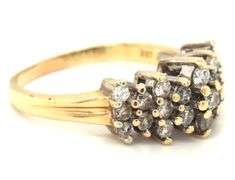 14kt Yellow gold diamond cluster ring