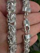 925 Sterling Silver Anti Tarnish Oval Byzantine 11.1mm Chain Made in Italy New 22"