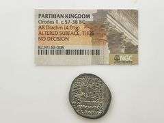 57-38BC Parthian Kingdom, Orodes II (RARE) NGC NO DECISION