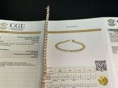 CERTIFIED 12.00 CARATS NATURAL DIAMONDS TENNIS BRACELET , 14K GOLD