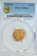 Very Choice BU 1925-D $2.50 Indian Gold Piece. PCGS MS63