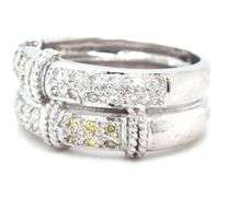 18kt White gold 0.35ctw white and yellow double row diamond pave band