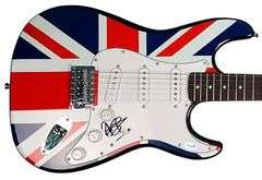 Def Leppard Rick Savage Autographed British Flag Graphics Guitar ACOA