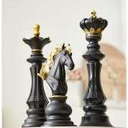 3 Large Black with Gold Chess Pieces