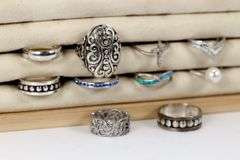 Sterling Silver .925 Curated Lot of 10 Rings Various Sizes & Styles