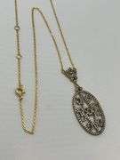 925 Gold Tone Sterling Silver Filigree Crystal Pendant With Chain Necklace