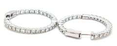 14kt White gold 1.45ctw diamond in out hoop earrings