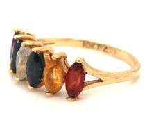 10kt Yellow gold multi color sapphire band