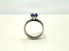 14 Kt. White Gold Plate 3.5 Ct. Simulated Swiss Blue Topaz Ring