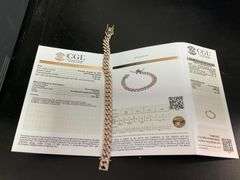 CERTIFIED 14K ROSE GOLD DIAMOND CUBAN LINK BRACELET