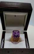 Extremely fine Antique Russian 18k gold ring hand made with very large over 5ctw Amethyst