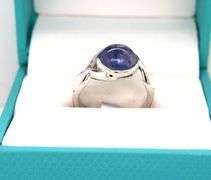 Darling 3.32CTS Round Cabochon-Cut Tanzanite Ring in Sterling Silver