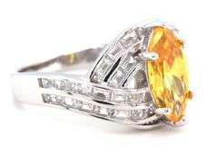 925 Sterling silver marquise yellow cubic zirconia ring