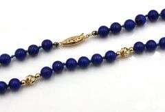 Lapis and gold beads station necklace