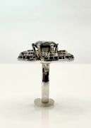 Lovely 14 Kt White Gold Plate 7 Ct Black Diamond Moissanite Flower Ring