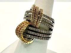 Sparkling 14 K White and Yellow Gold Plated Simulated Diamond Ring.