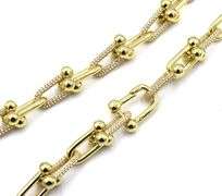 925 Sterling silver U style cubic zirconia chain necklace