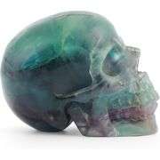 Hand-Carved Rainbow Fluorite Crystal Skull